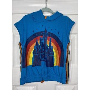 Walt Disney World Youth‎ Hoodie Sleeveless Shirt Castle Rainbow Retro XS New